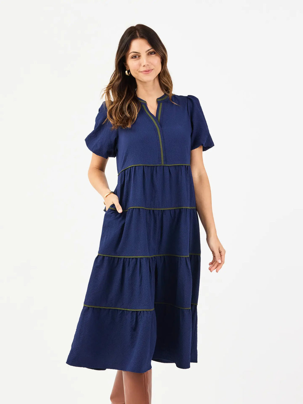 Kinsley Dress | Navy SEERSUCKER DRESS