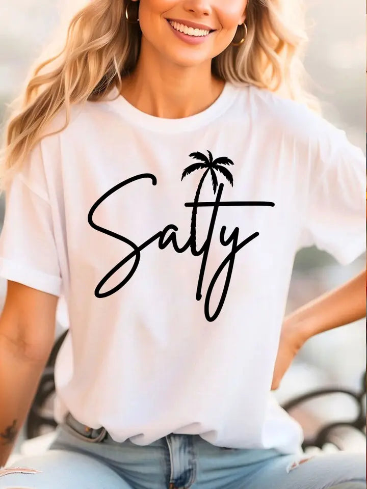 White Salty Graphic Cotton Tee
