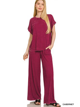 Load image into Gallery viewer, Acid Wash maroon Top &amp; Pants 2PC Set

