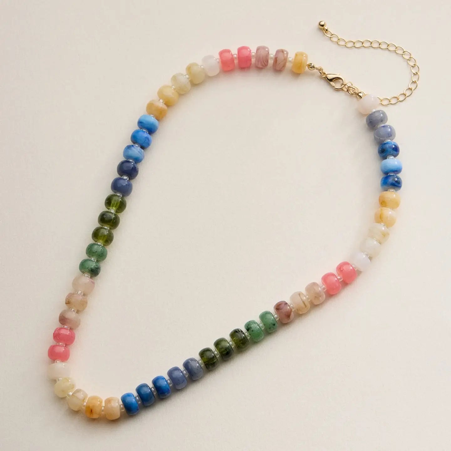 Multi Colored Gradient Color Round Disc Beaded Necklace