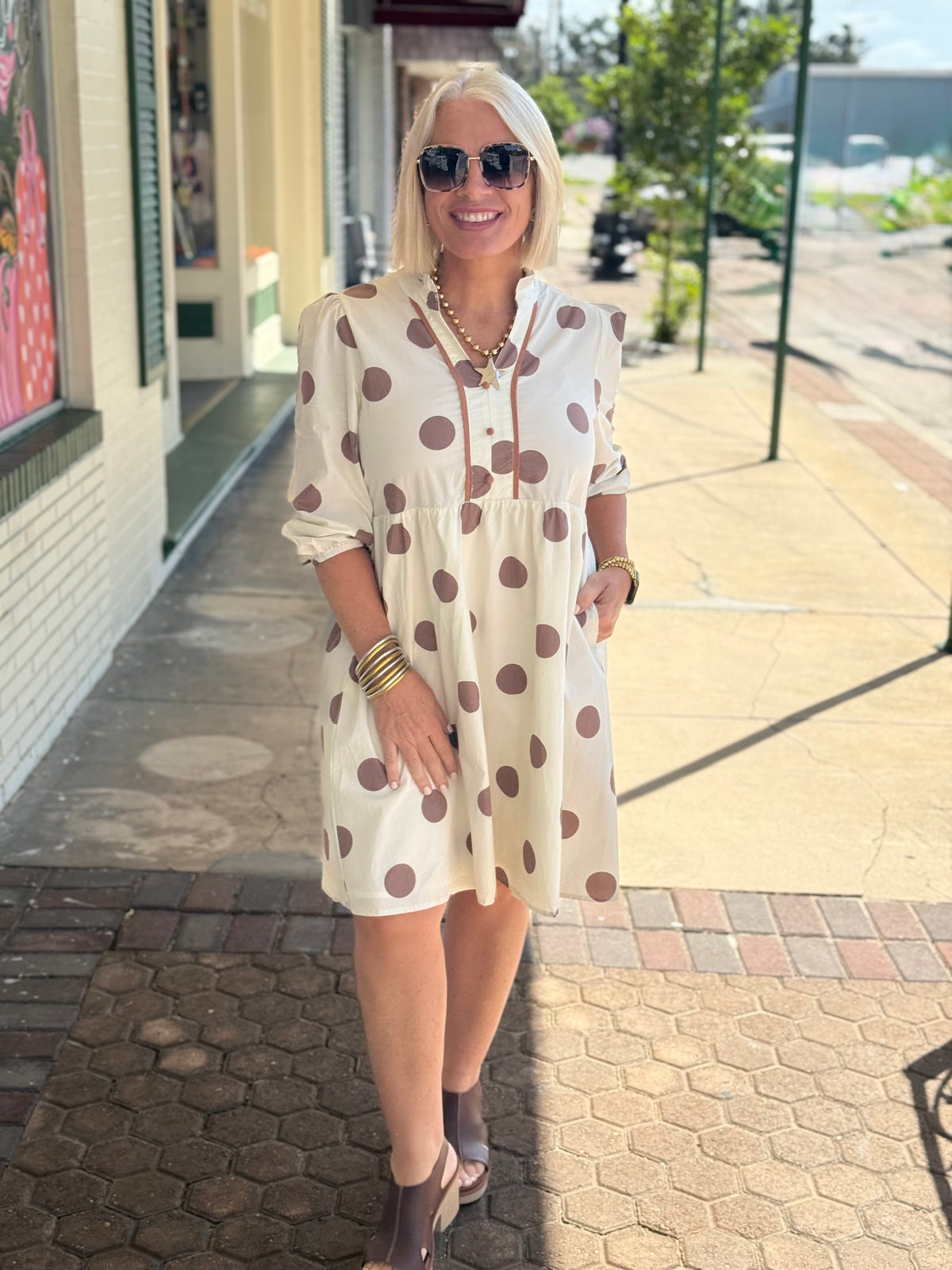 Simply Southern Willow Cream Polka Dot Mini Dress