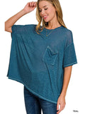 TEAL Oversized Melange Burnout Raw Edge Tee