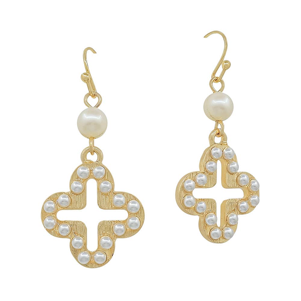 Gold Open Clover with Dotted Pearls 1.25