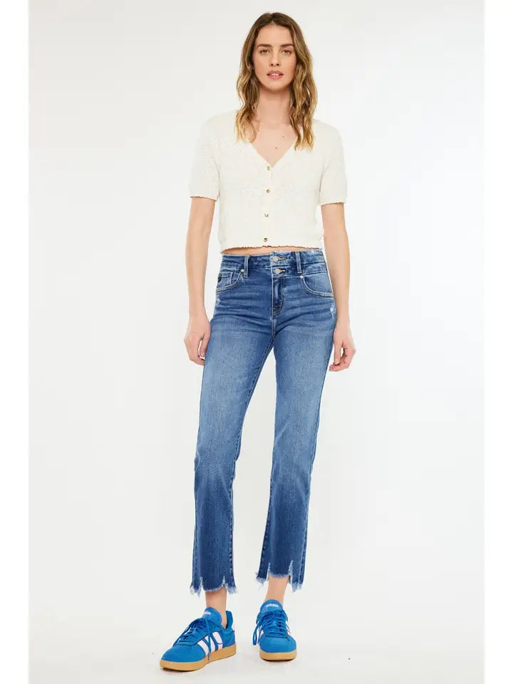 KANCAN High Rise Slim Straight JEANS IN MEDIUM WASH