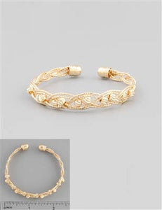 Gold Twisted Wire with Gold Beads Cuff Bracelet
