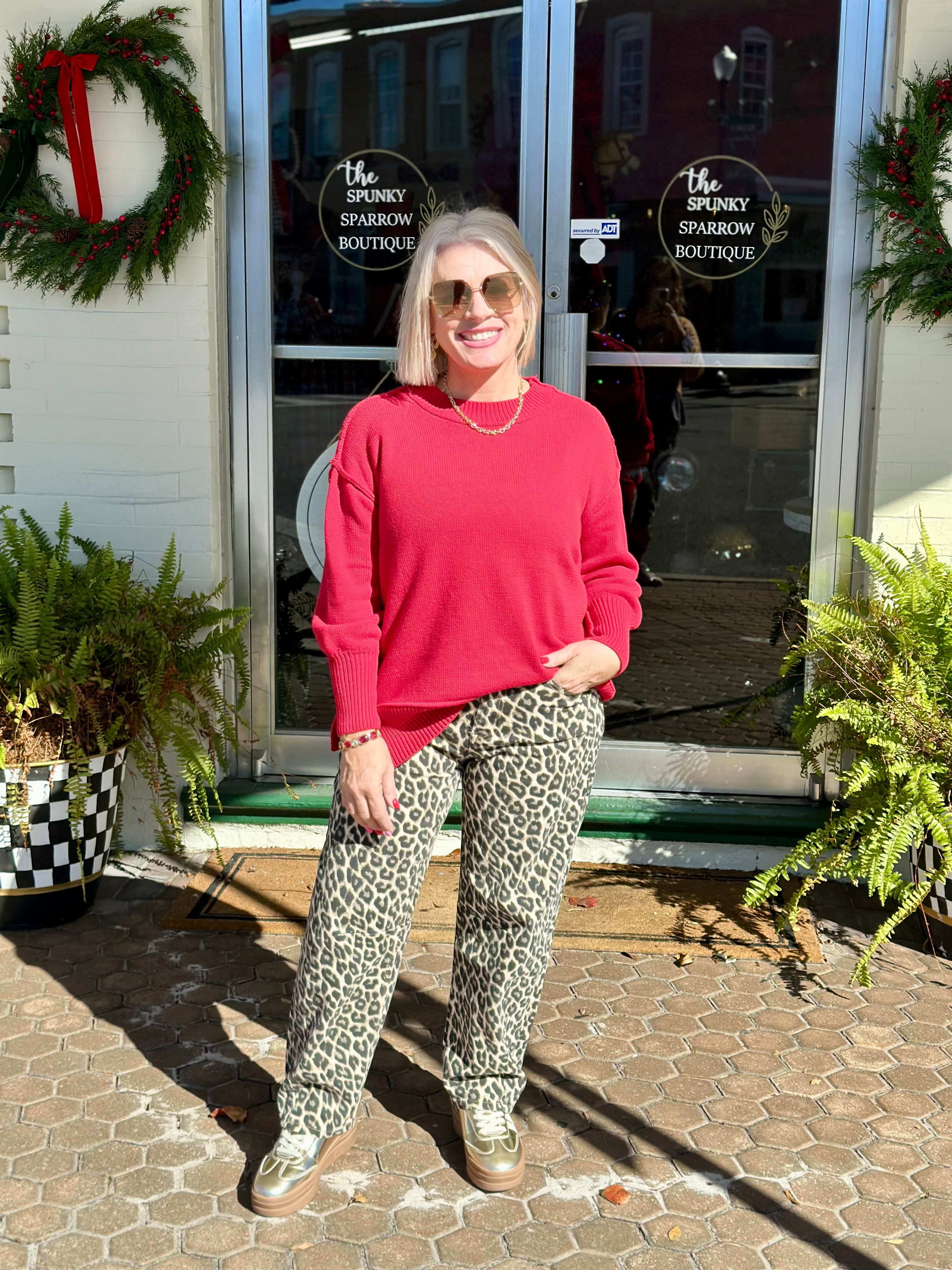 Vervet High Rise Leopard Print Barrel Jeans