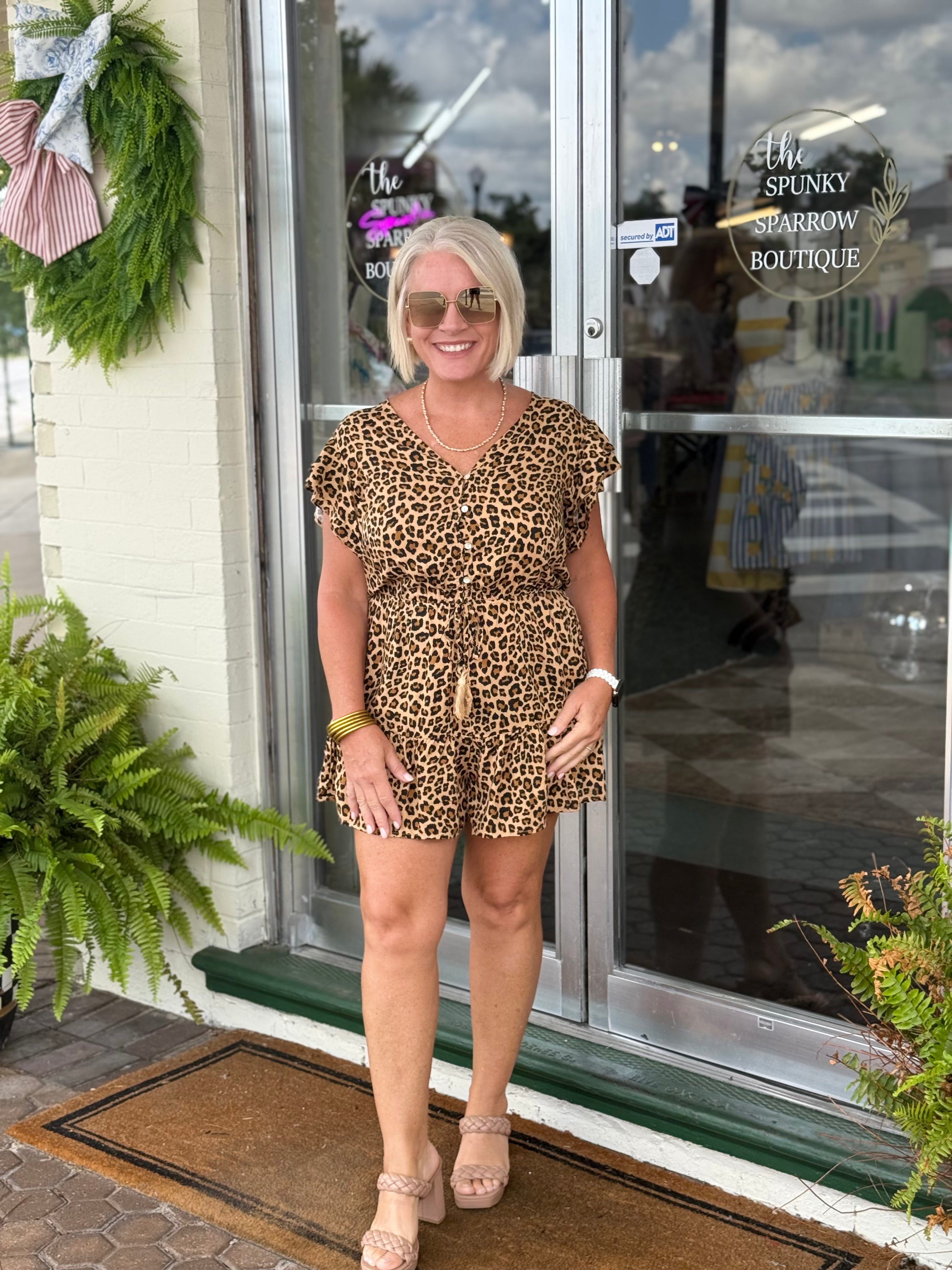 Leopard Print Relaxed Fitted Romper
