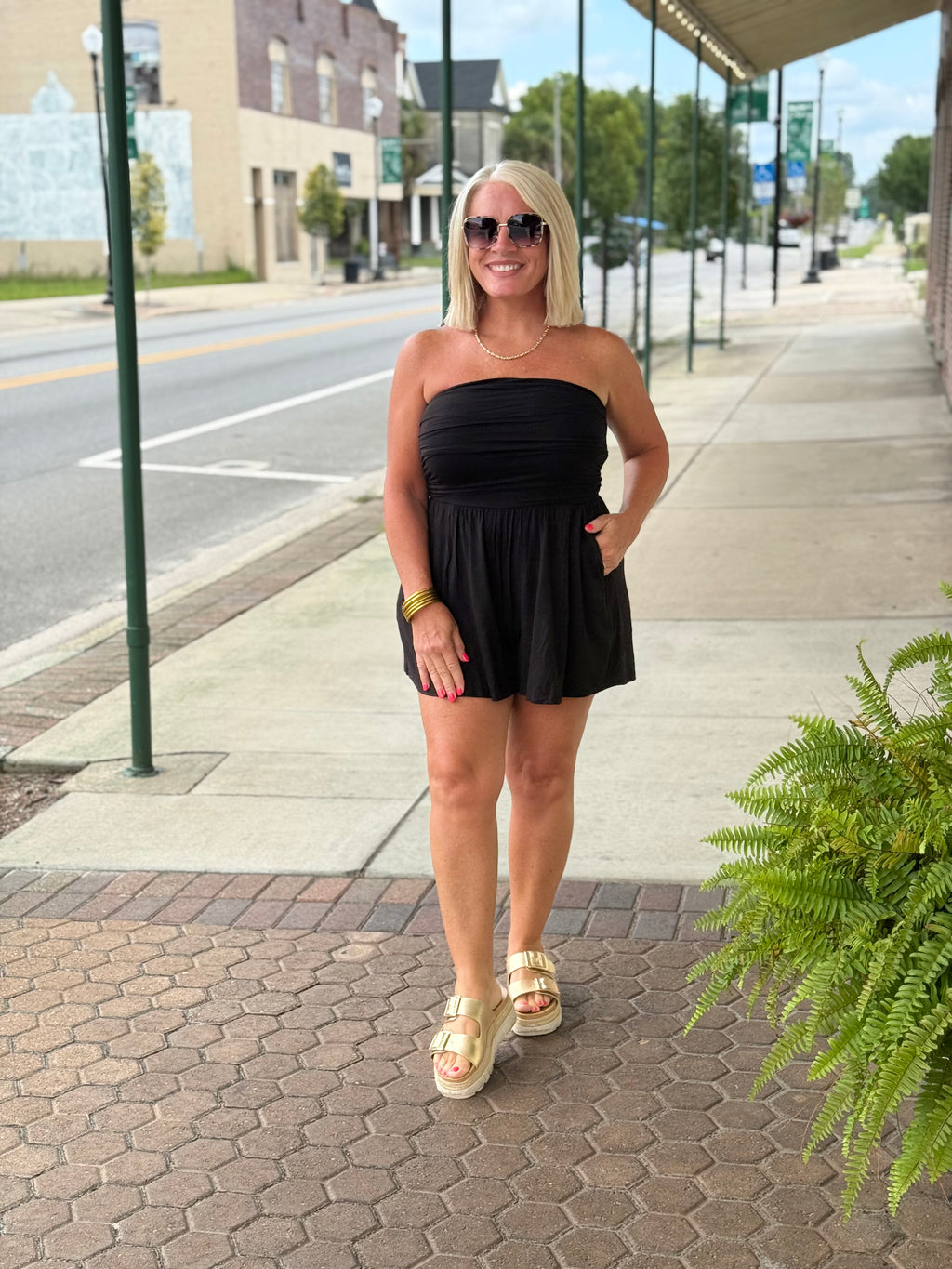 Black Double Layered Strapless Tube Top Romper