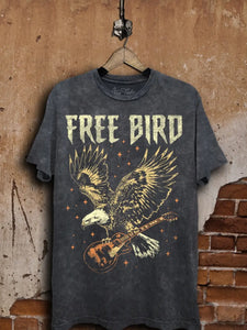 FREE BRIRD GRAPHIC TEE IN STONE BLACK