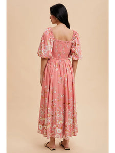 Border Print Maxi Dress IN PINK FLORAL