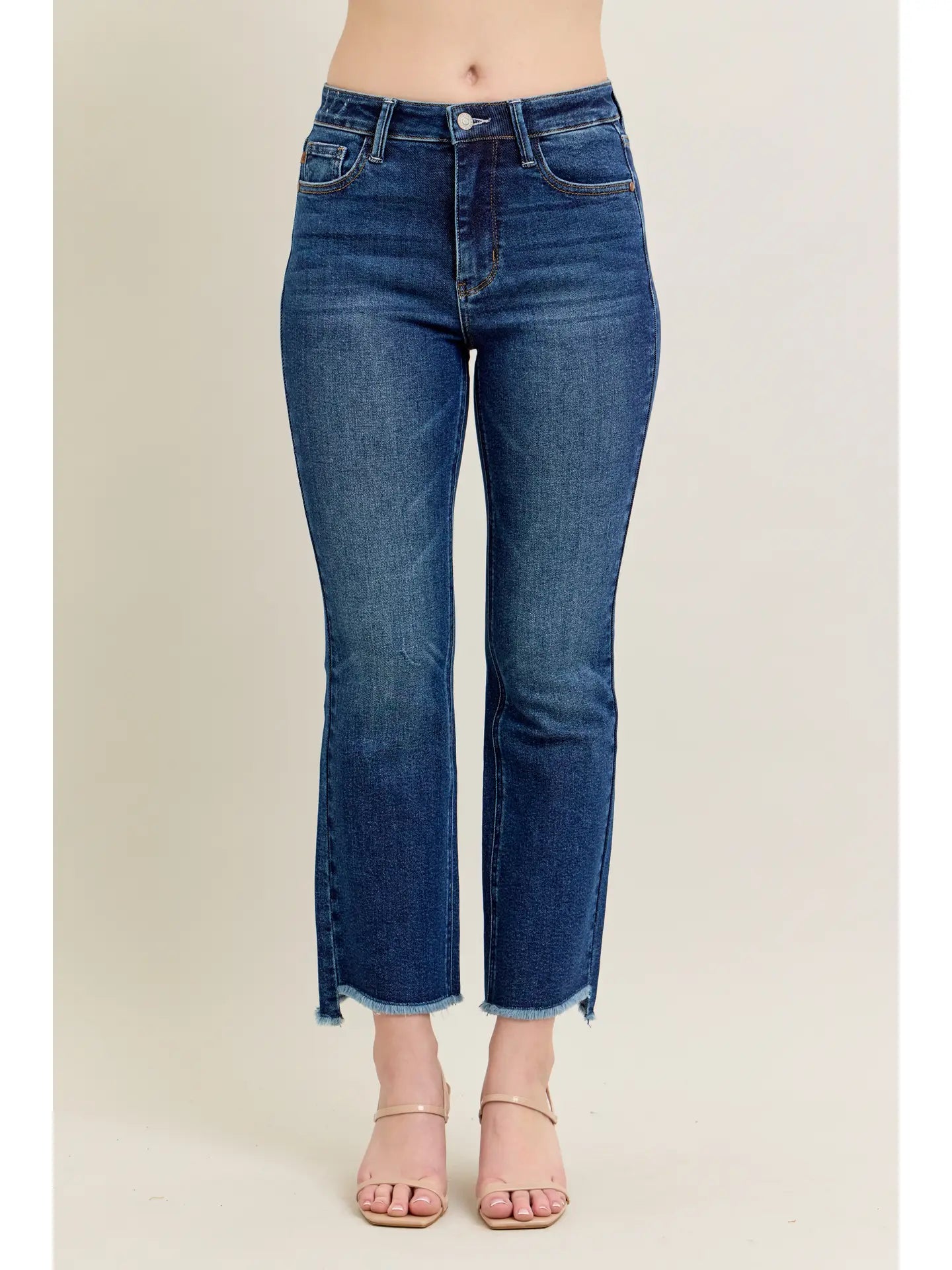 JUDY BLUE High Waisted Dark Wash Kick Flare