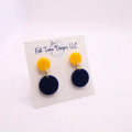 Small Circle Navy and Gold Game Day Acrylic Earrings