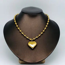 Load image into Gallery viewer, Large Heart Charm Gold Plated Steel Necklace
