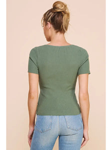 Square Neck Ribbed Fine Gauge Top