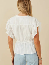 Load image into Gallery viewer, Womens Chevron Lace Detail Ruffle Sleeveless Top
