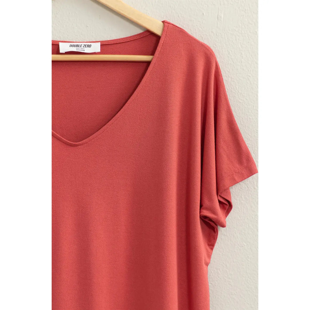 BRICK V Neck Dolman Short Sleeve Top