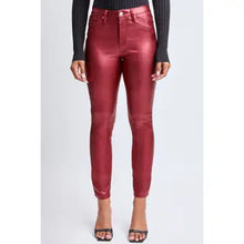 Load image into Gallery viewer, High Rise Metallic Skinny Jean IN RED WINE
