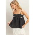 BLACK AND WHITE SCALLOP TRIM SHORTS SET