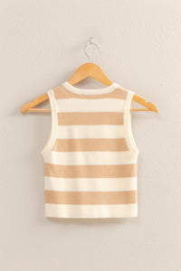 JUNIORS STRIPE KNIT TANKS IN PINK OR TAN