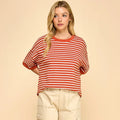 Rusty Beige Striped Knit Top