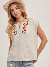 Load image into Gallery viewer, Embroidered Notch Neck Knit Top
