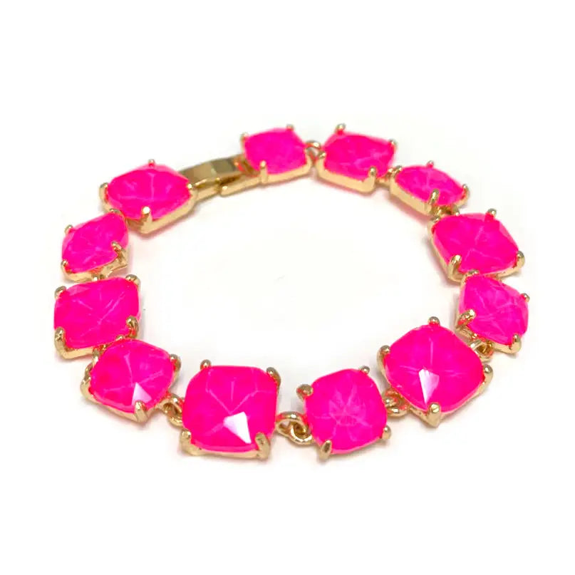 Hot Pink Glass Crystal 7.5" Bracelet