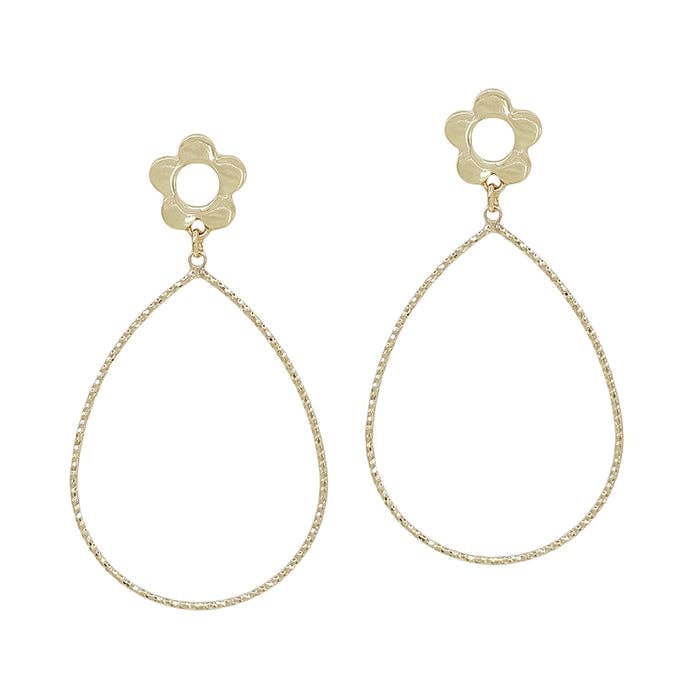 Gold Flower Stud with Open Teardrop 2