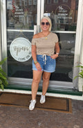 Cream Mocha Striped Asymmetrical Top