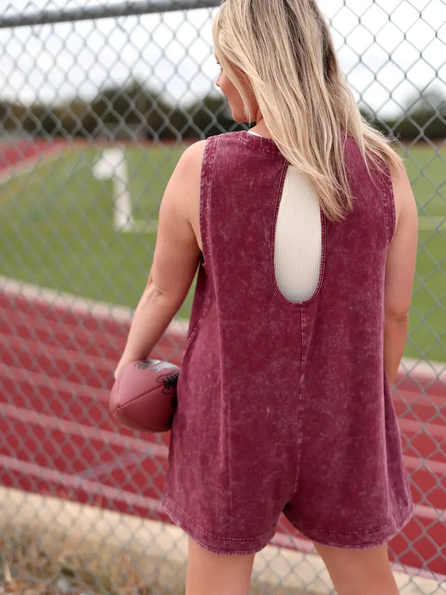 Maroon Tailgate Romper