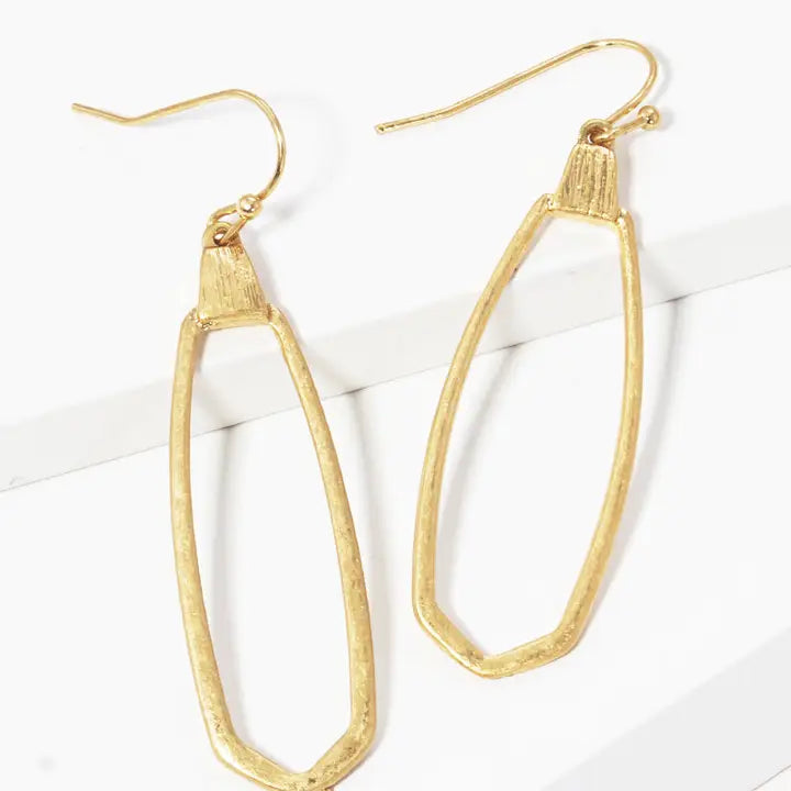 Metal Brushed-Texture Long Doorknocker Dangle Earrings