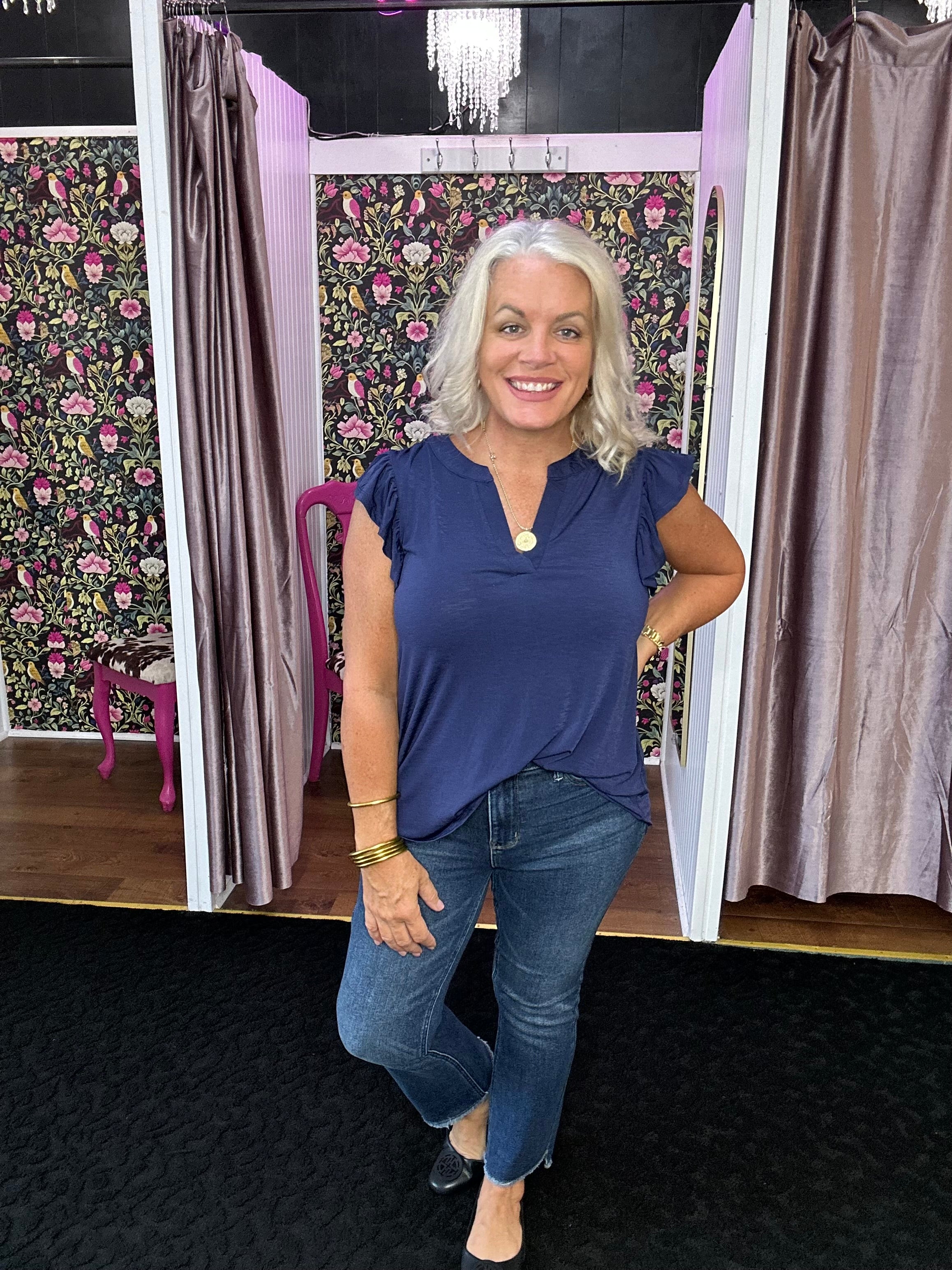 JUDY BLUE High Waisted Dark Wash Kick Flare