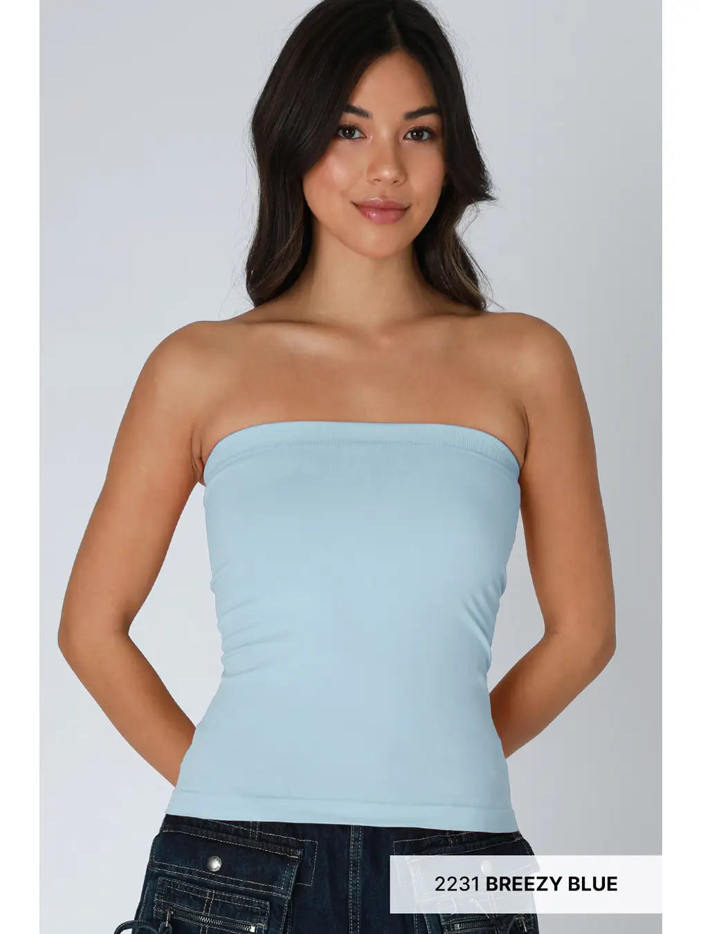 Breezy blue 2 layer tube top