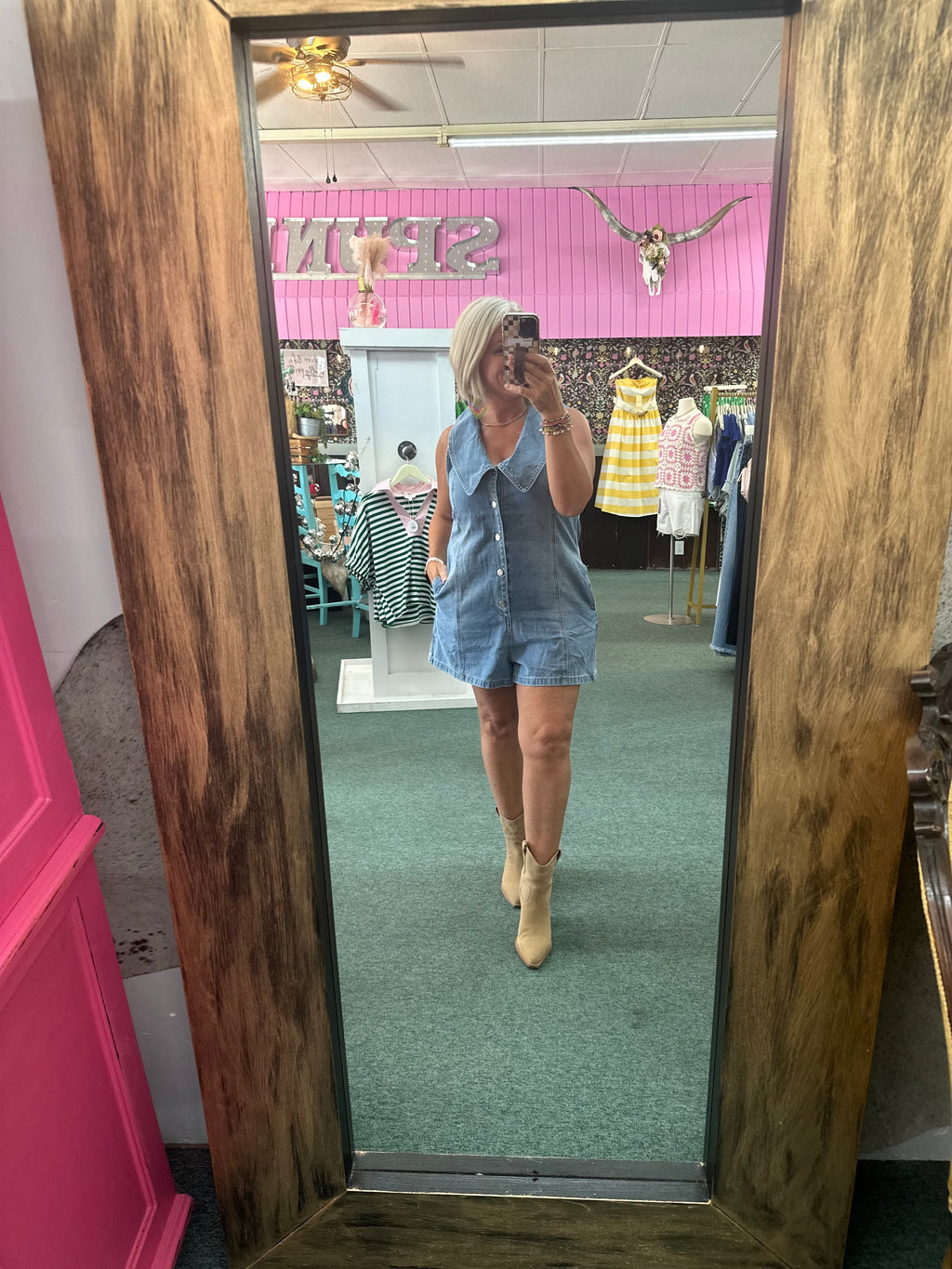 Denim Button Up Racerback Design Sleeveless Romper