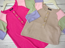 Load image into Gallery viewer, Ribbed hot pink color block top
