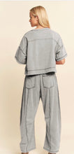 Load image into Gallery viewer, Dove Grey Washed Barrel Pants Set
