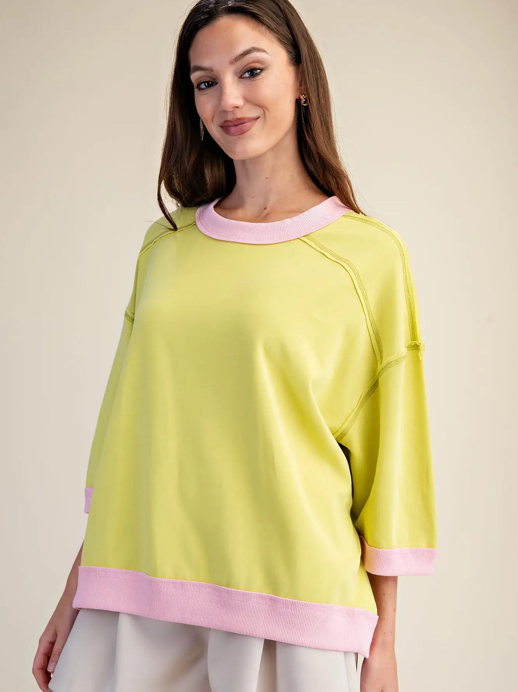 Lime Oversized Sweatshirt with Raglan Sleeves