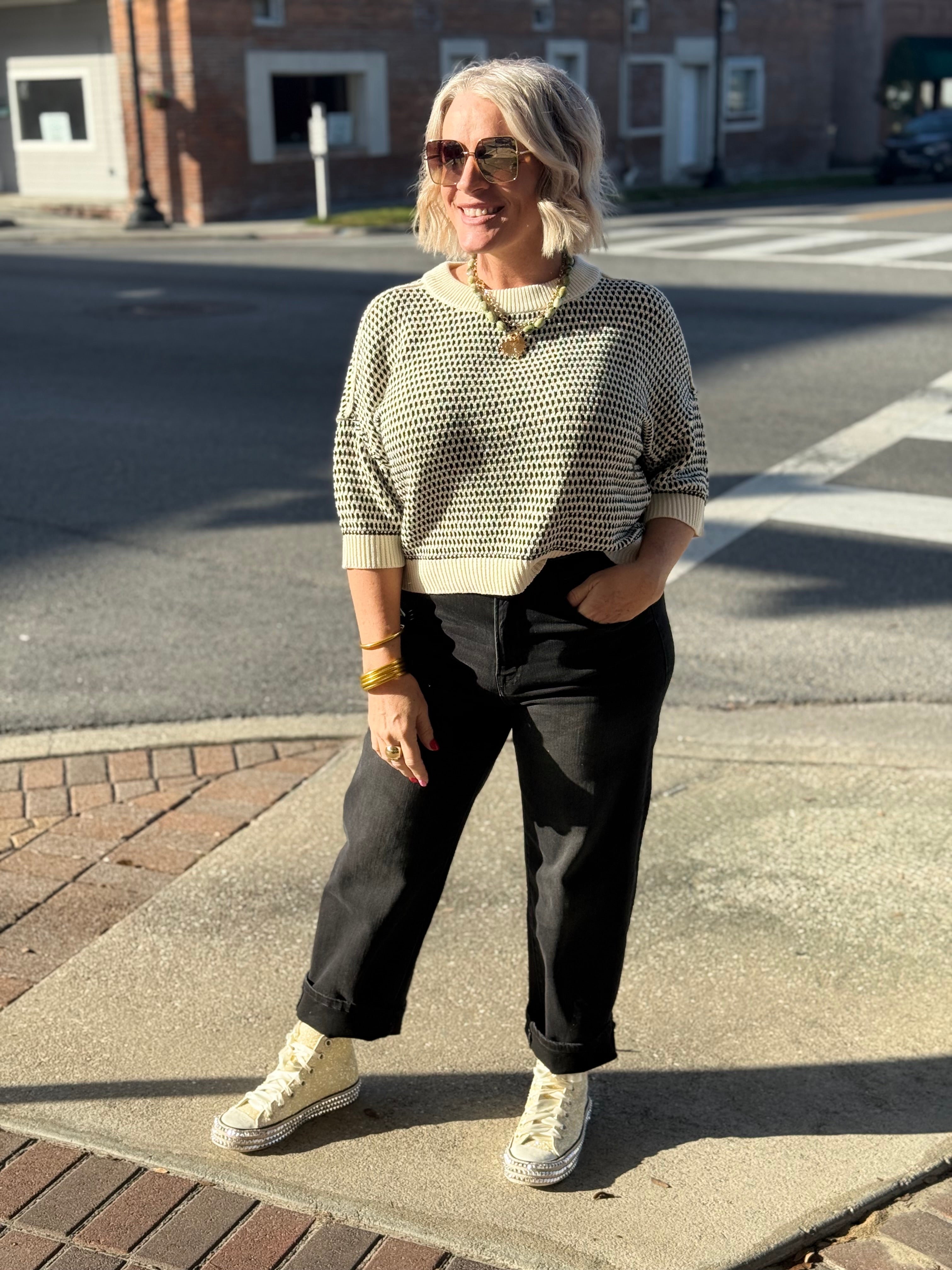 Oatmeal Contrast Trim Short Sleeve Knit Sweat