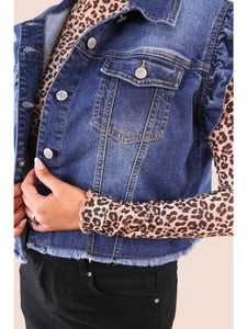 JESS LEA Jordan Ruffle Denim Vest- Dark Denim