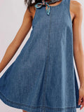 Back Cutout Sleeveless Denim Dress
