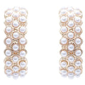 Gold and Pearl Small Hoop Earring