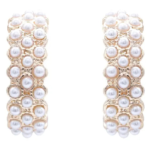Gold and Pearl Small Hoop Earring