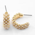 Gold with Small Studded Pearl .5" Hoop Earring