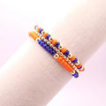 Orange and Blue Hematite Game Day Bracelet Stack