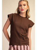 Brown Gathered Knit Top