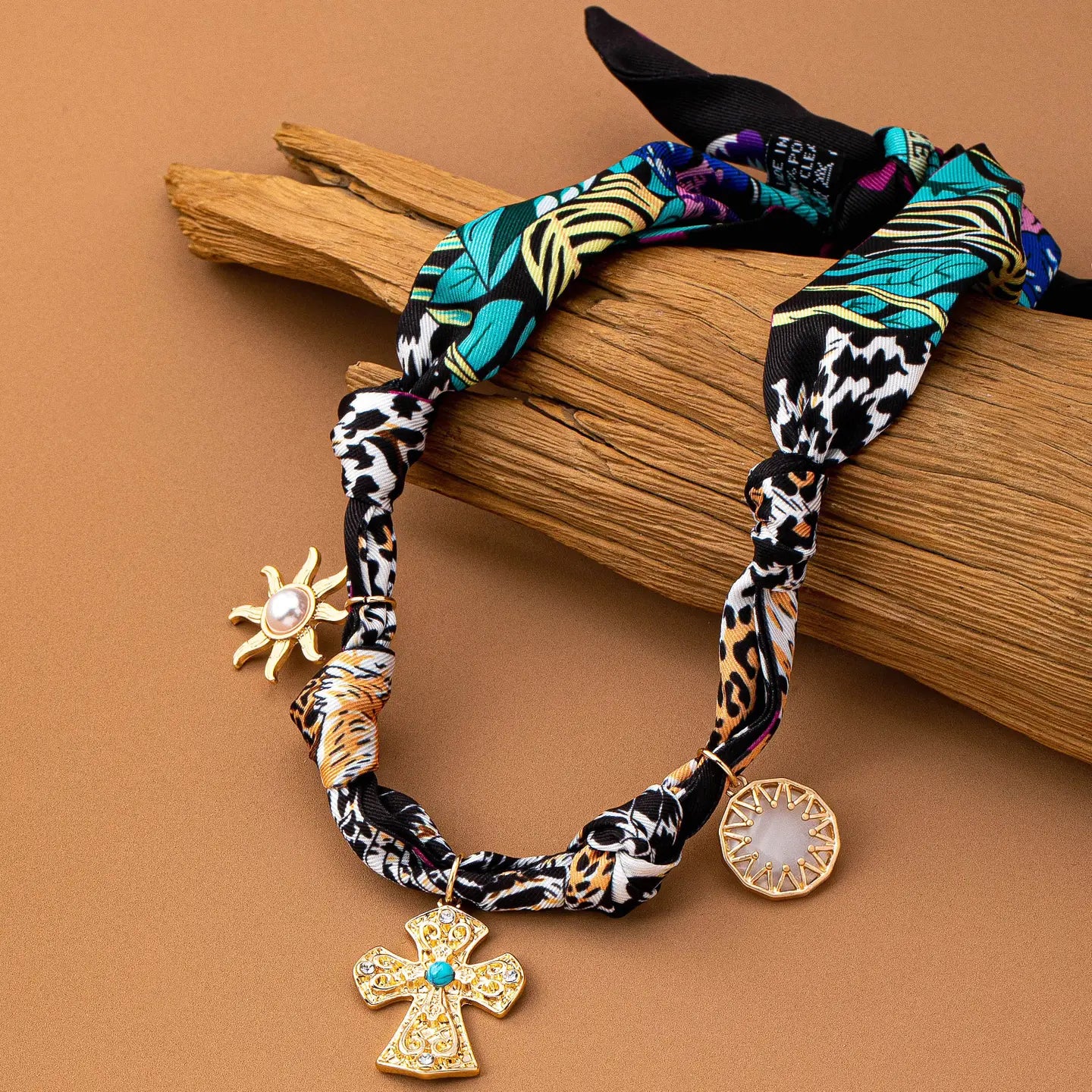 Cross and Sun Handmade Animal Design Scarf Necklace
