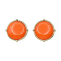 Orange Stone with Gold Outline .5" Stud Earrings