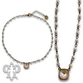 Linked Bead Necklace with Square Crystal from Swarovski® 12mm by pink panache