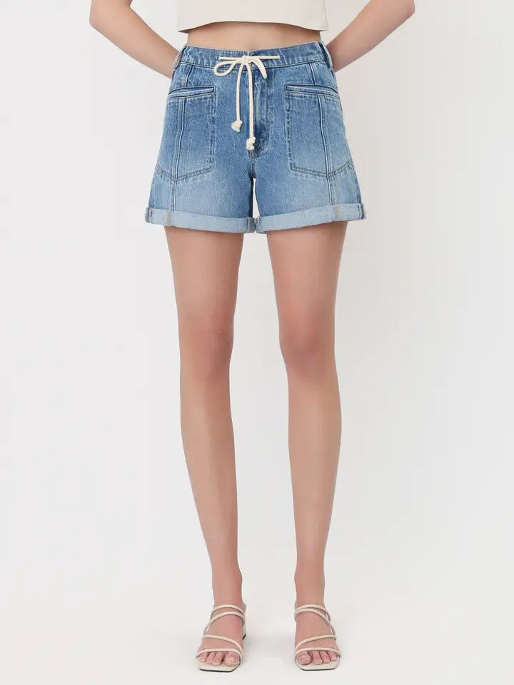 Vervet High Rise Drawstring Cuffed Shorts