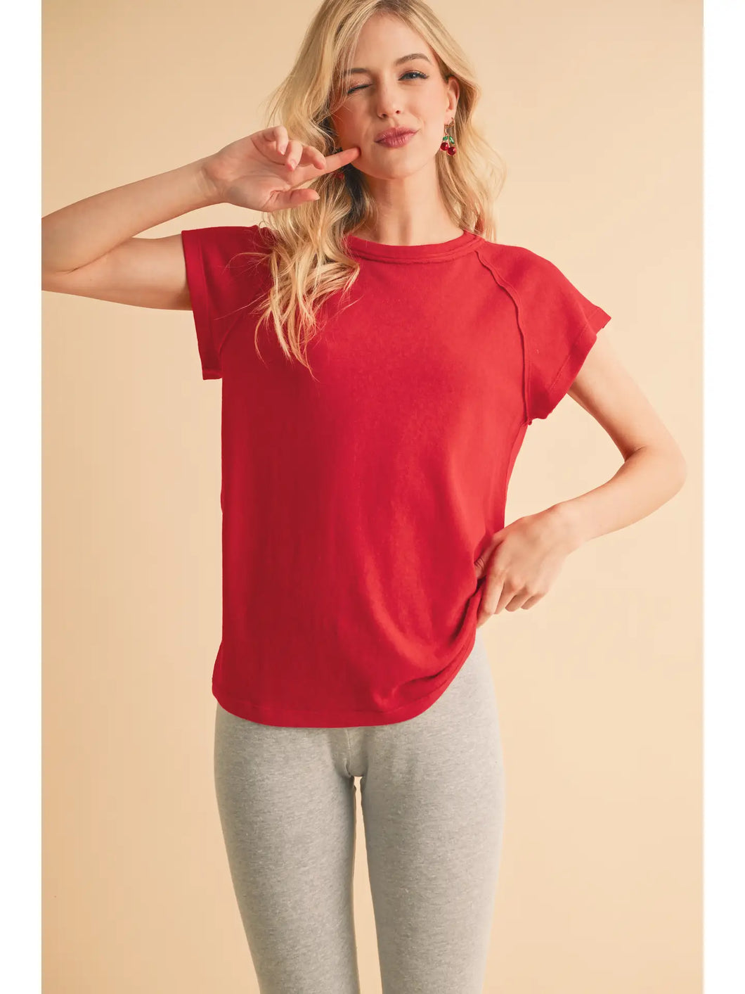 IVY BABY TEE IN CHERRY RED