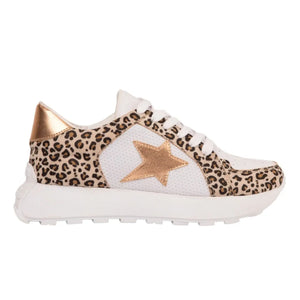 Leopard Star Sneakers – Gold Accent BY MAKERS SHOES